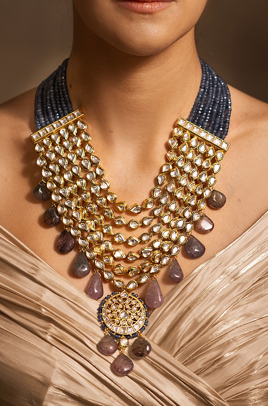 Blue-Golden Necklace - Joules by Radhika 