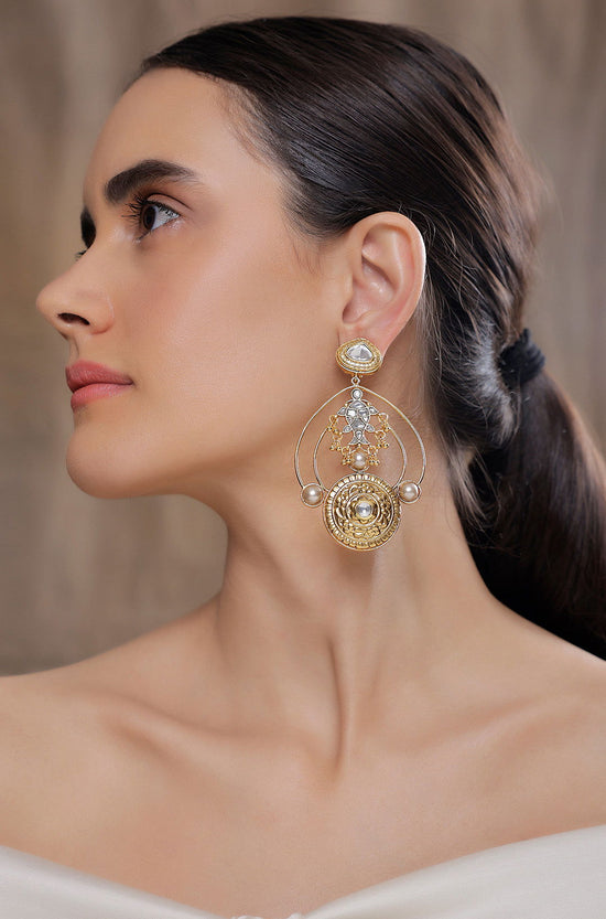 Golden Statement Earrings - Joules by Radhika 