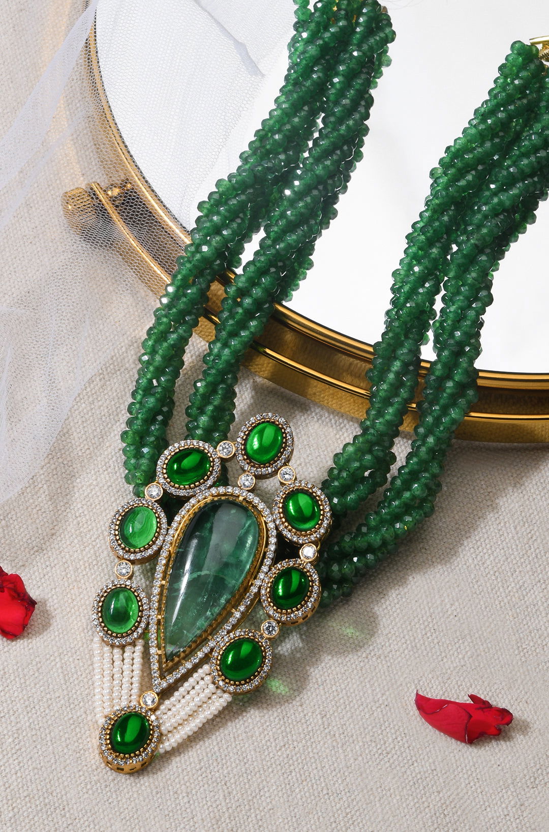 Green Beaded Necklace - Joules by Radhika 