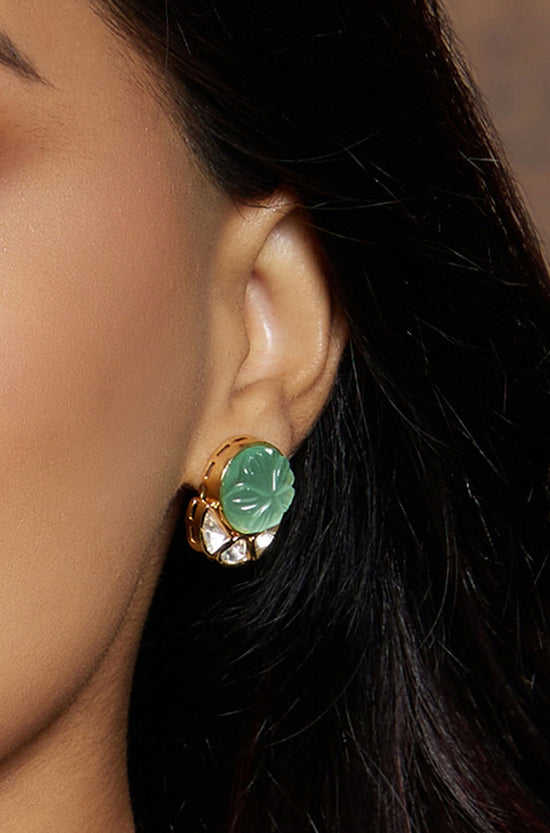 Green Polki Studs - Joules by Radhika 