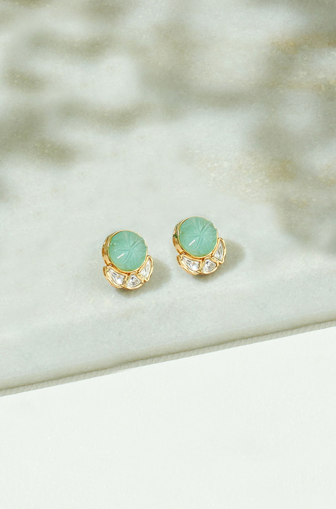 Green Polki Studs - Joules by Radhika 