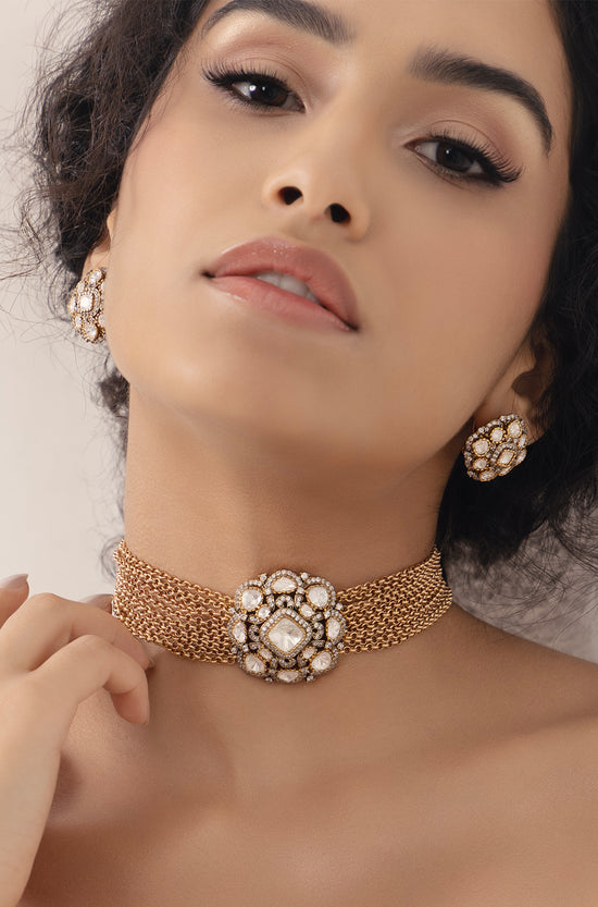 Gold Polki Classic Choker Necklace