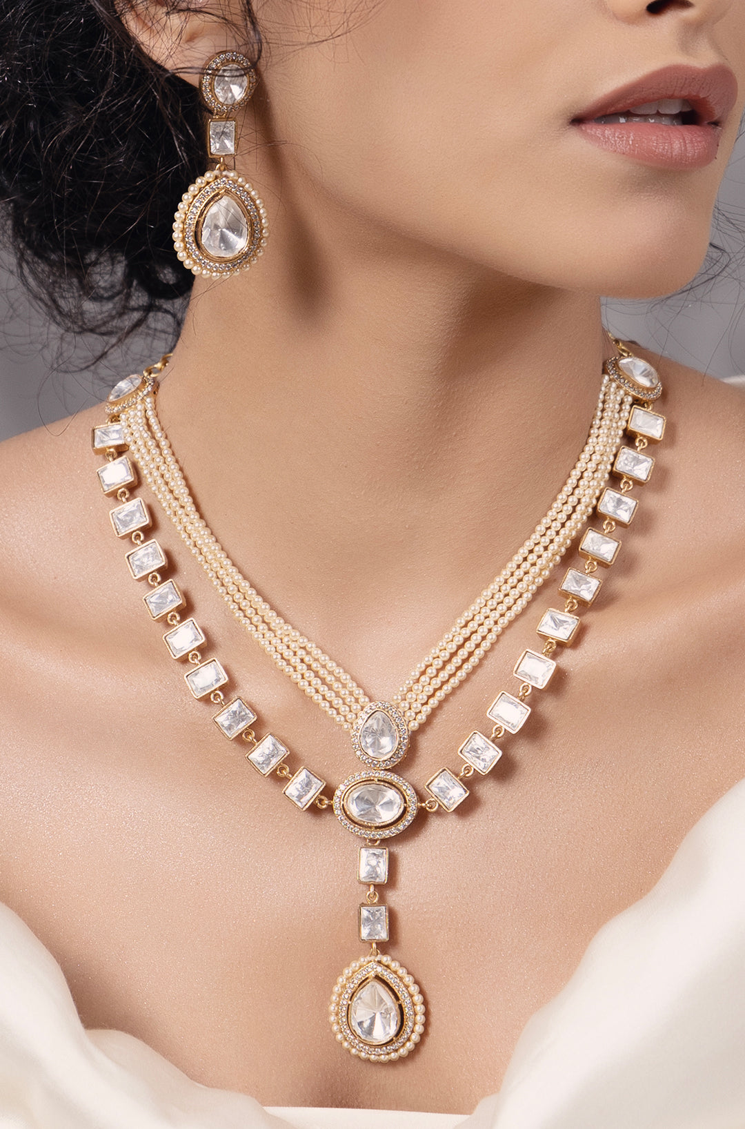 Polki-Pearl Classic Necklace Set