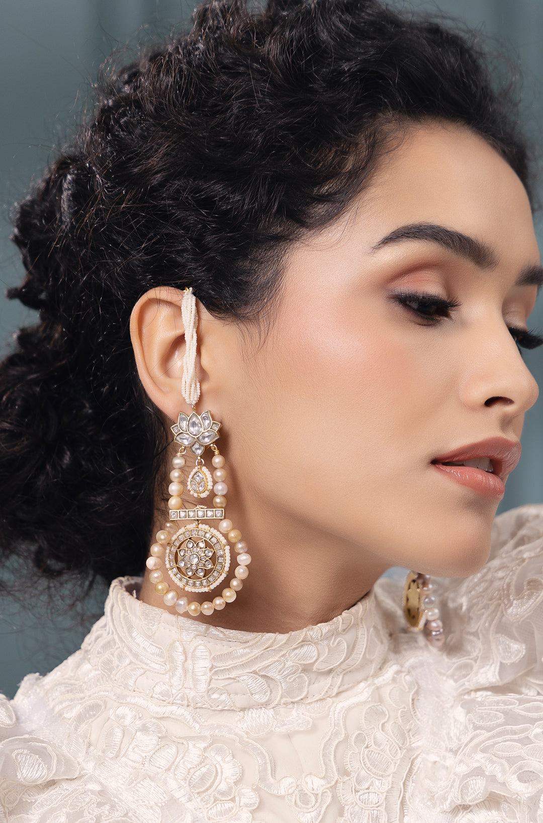 Polki-Pearl Elegant Earrings