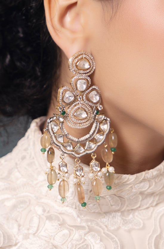 Polki-Pearl Elegant Earrings
