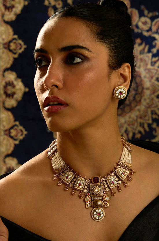 Golden Pearl Fusion Necklace Set