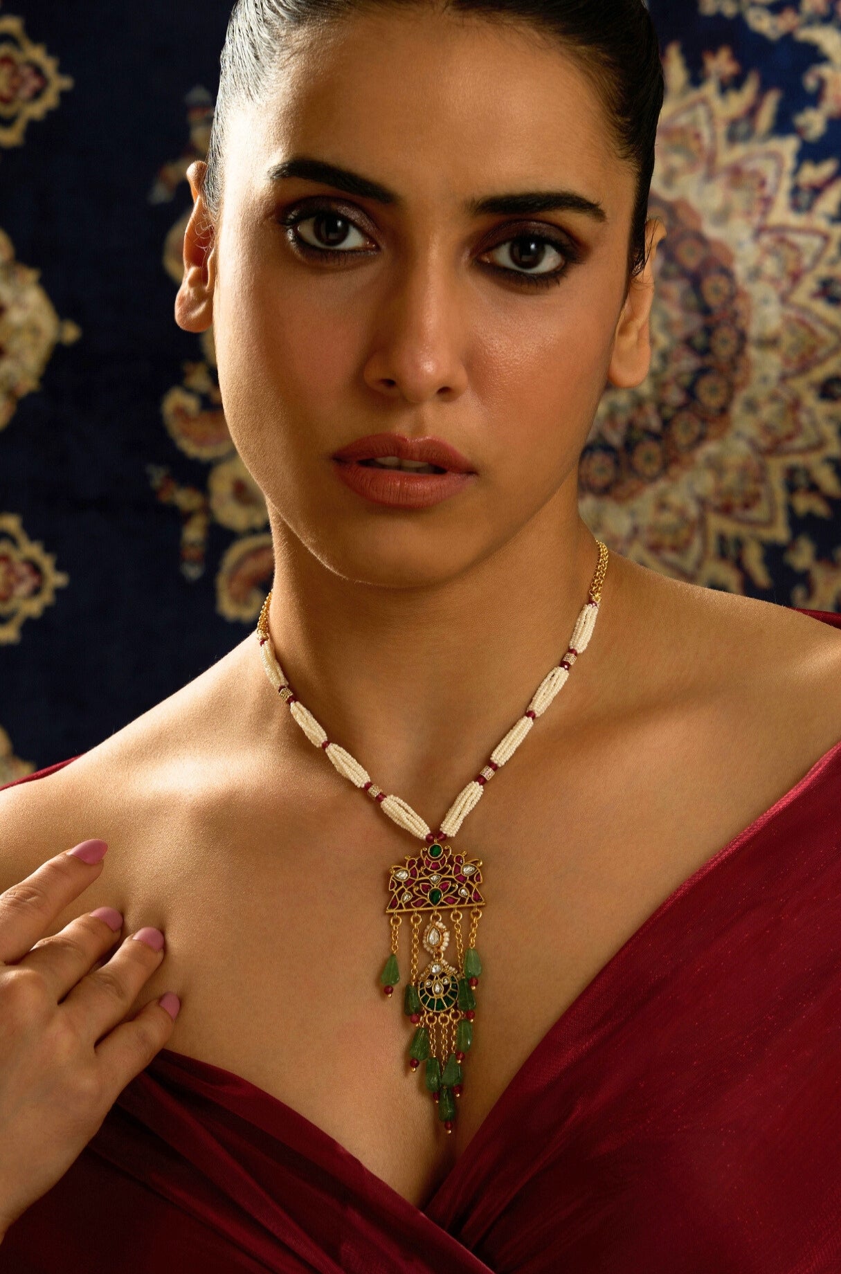 Twisted Pearl Rajwadi Necklace