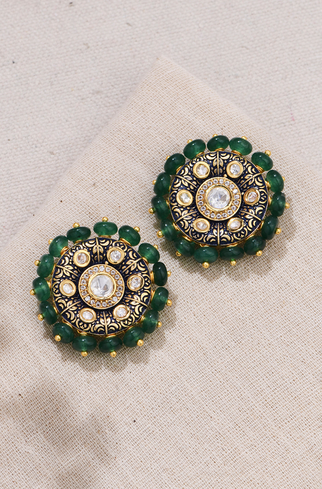 Green Foliage Sparkle Studs