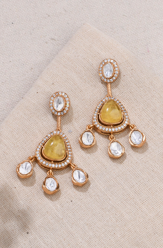 Yellow Polki Dangles