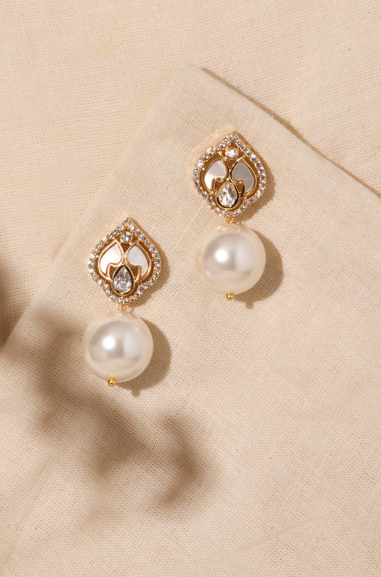 Opulent White Pearl Drop Earrings