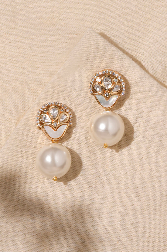 Ethereal White Pearl  Drop Earrings