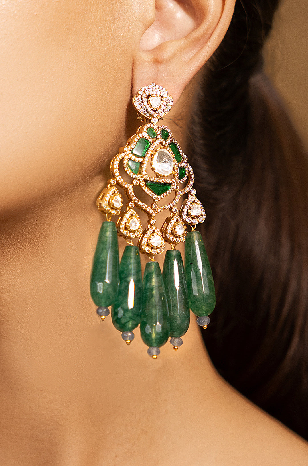 Exquisite Golden-Green Beauty Earrings