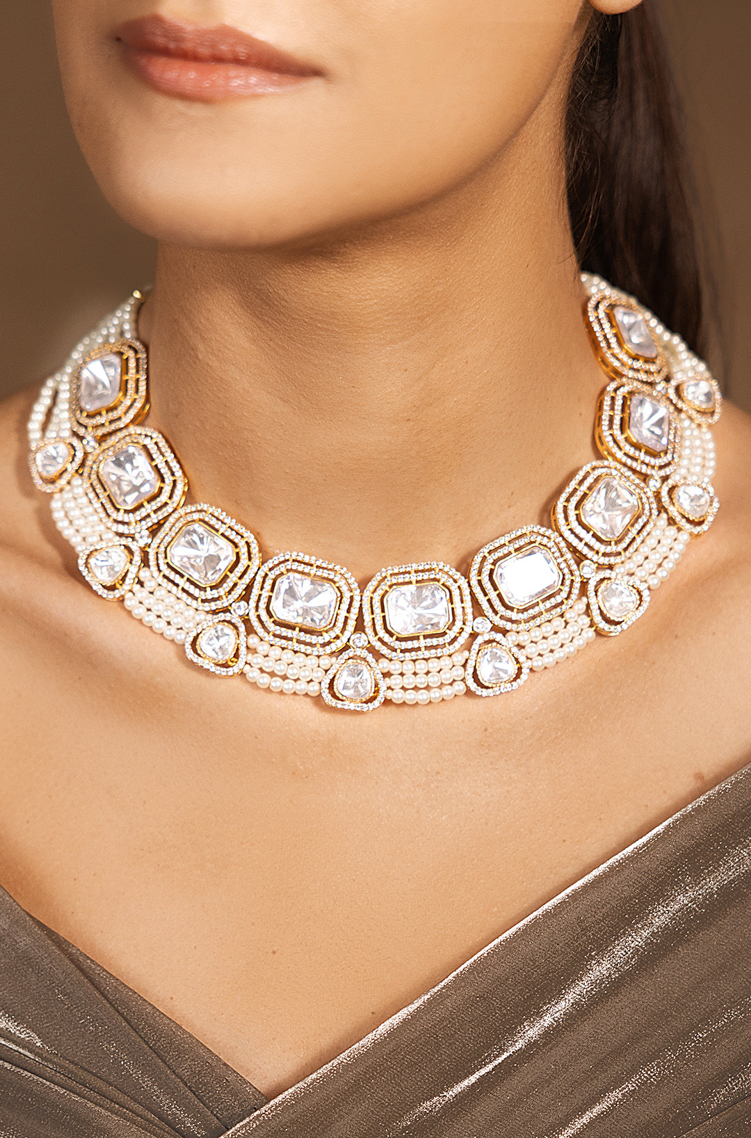 Luxe Golden-White Choker Necklace