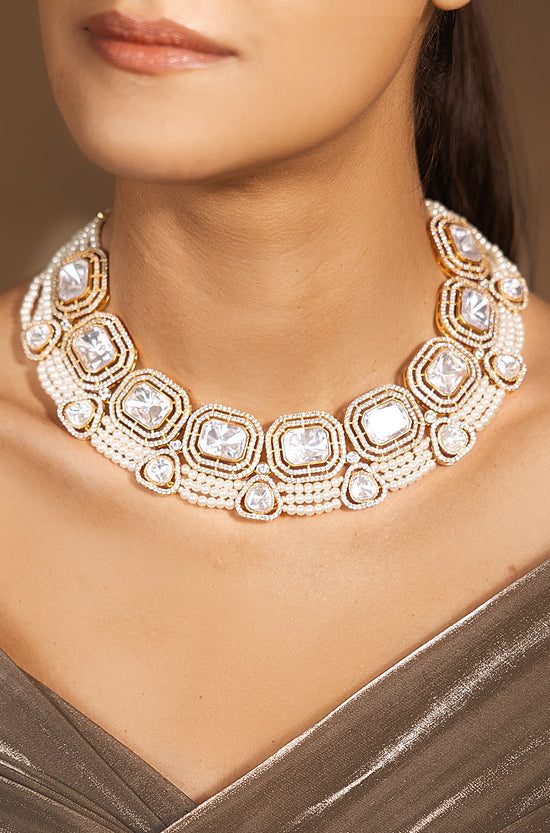 Luxe Golden-White Choker Necklace