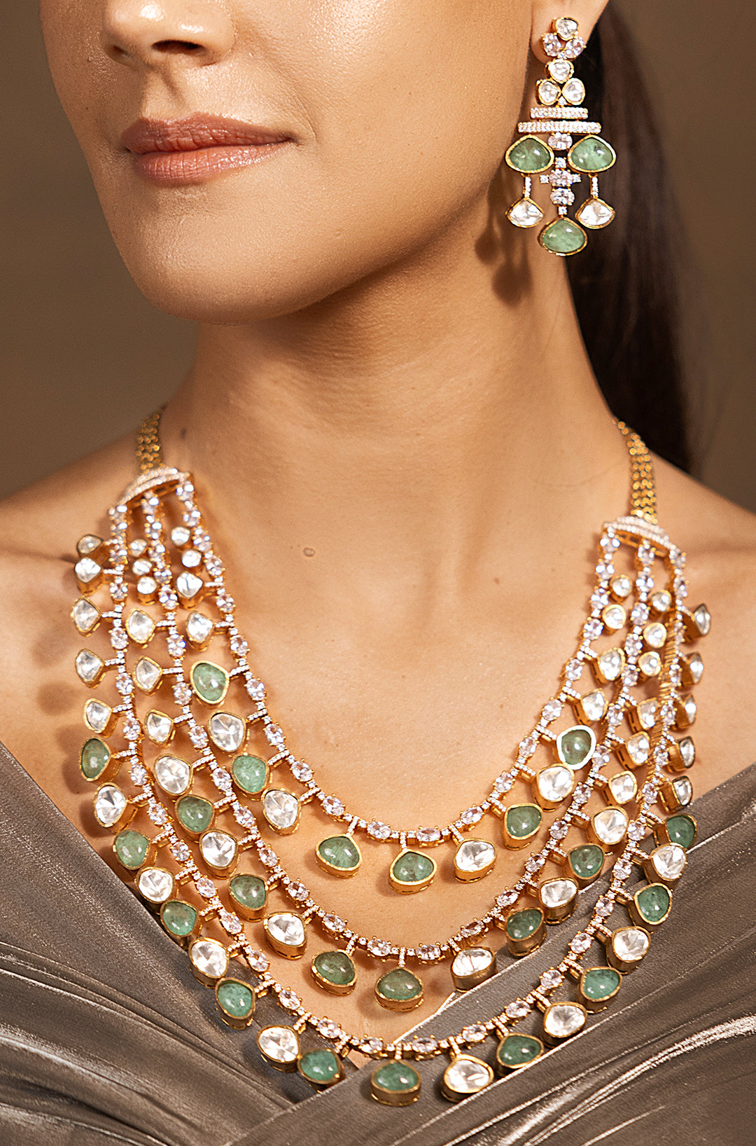 Luxe Golden-Green Necklace Set