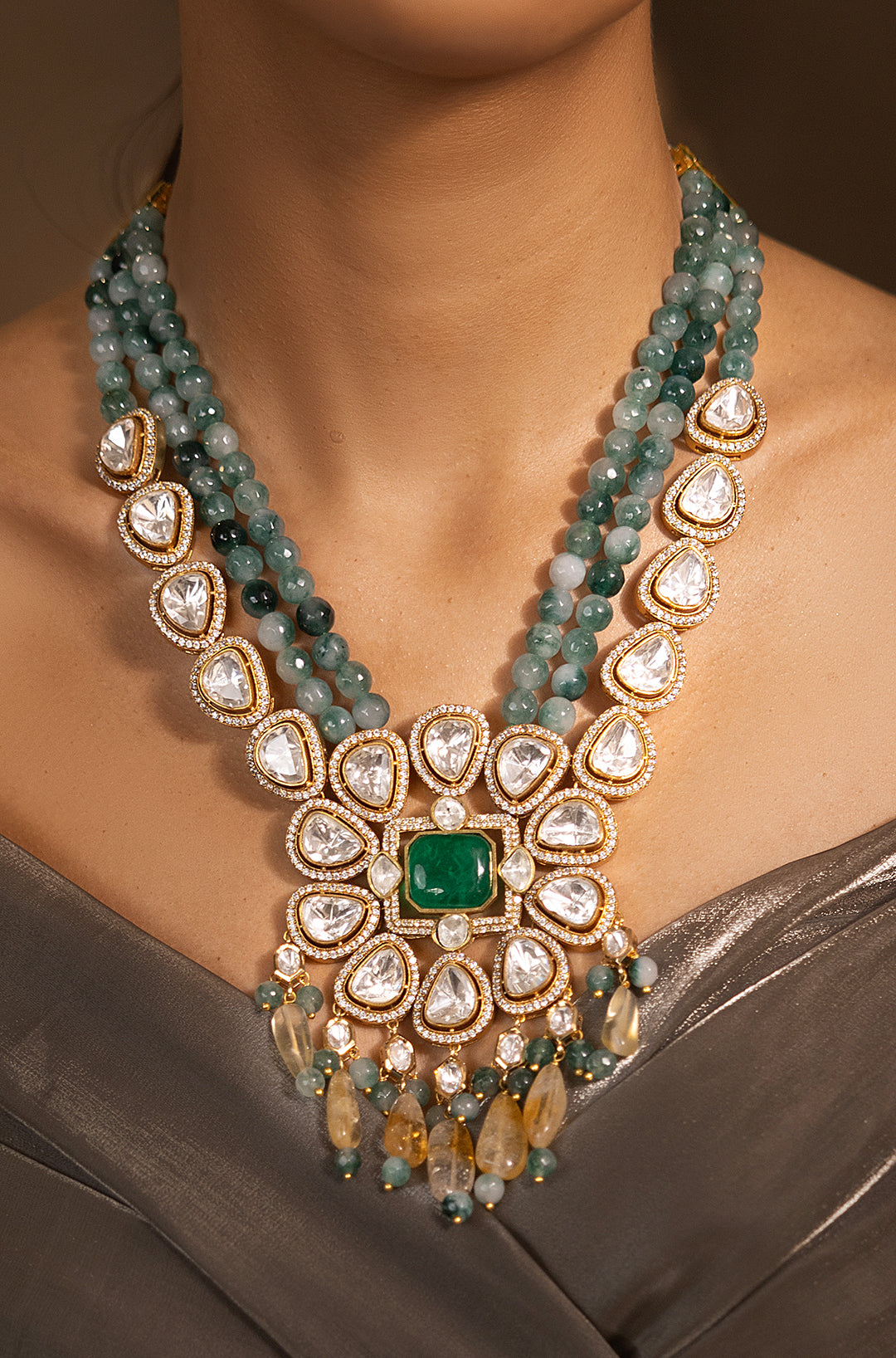 Luxurious Golden-Green Necklace