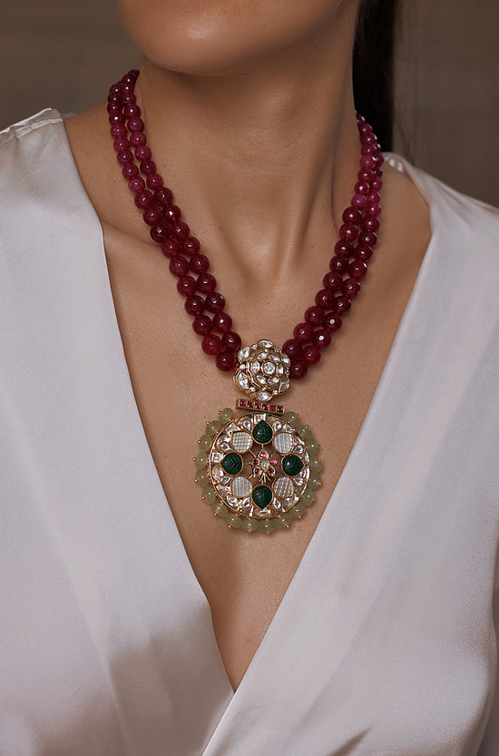 Maroon Fusion Statement Necklace