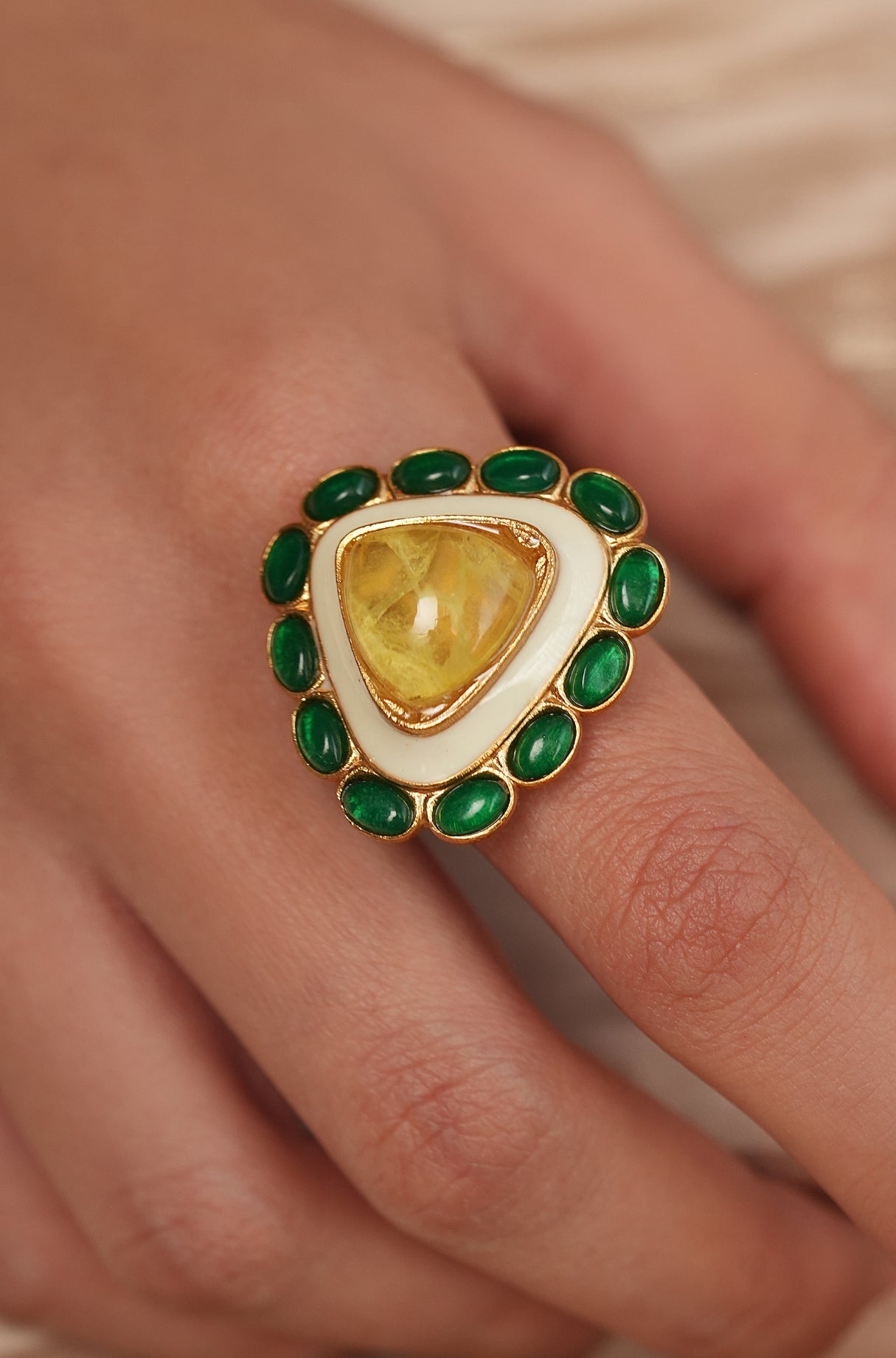 Sunlit Verdure Triangle Ring