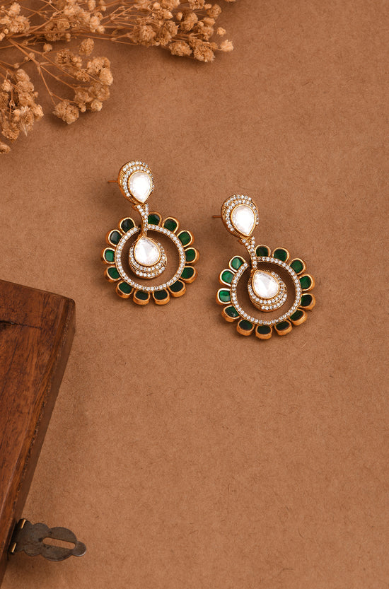 Jade Radiance Polki Drop Earrings