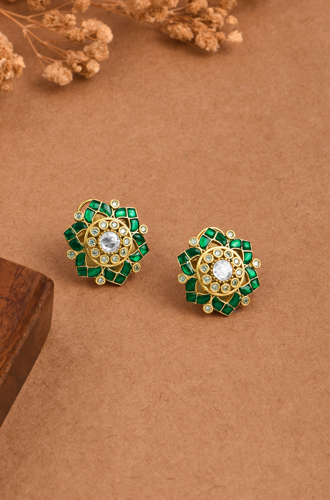 Emerald Starburst Stud Earrings