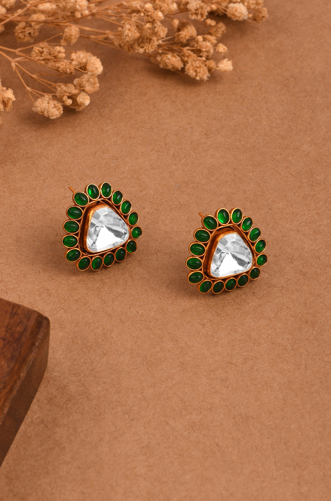 Triangular Enchantment Polki Stud Earrings