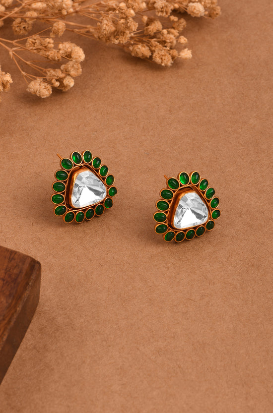 Triangular Enchantment Polki Stud Earrings