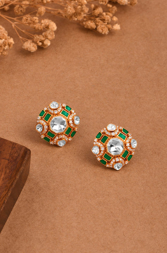 Serene Green & White Stud Earrings