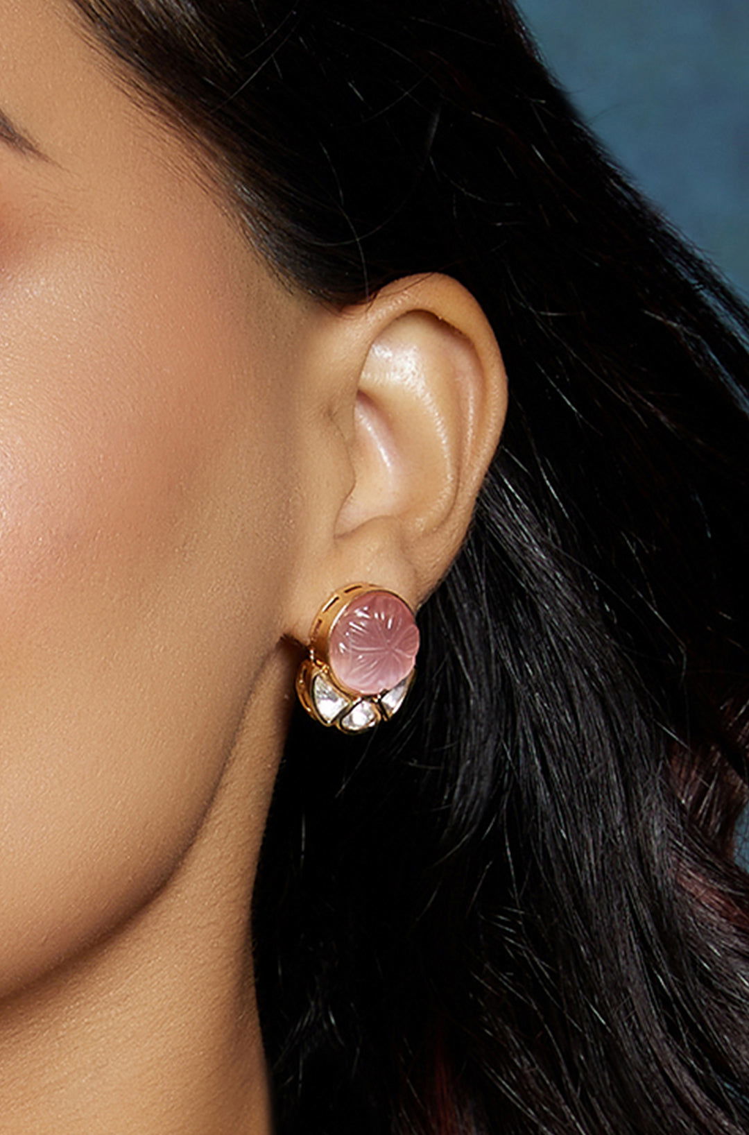 Peach Polki Studs - Joules by Radhika 