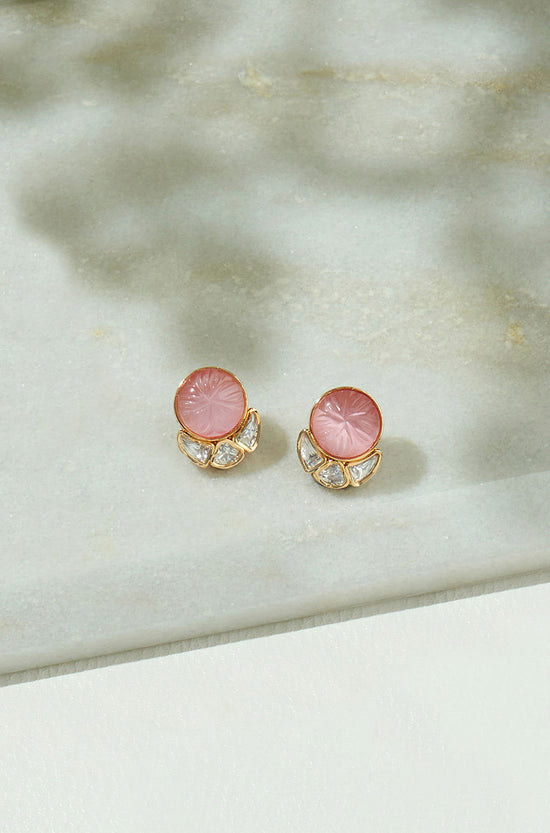 Peach Polki Studs - Joules by Radhika 