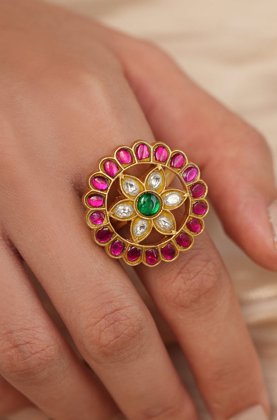 Polki Flower Ring - Joules by Radhika 