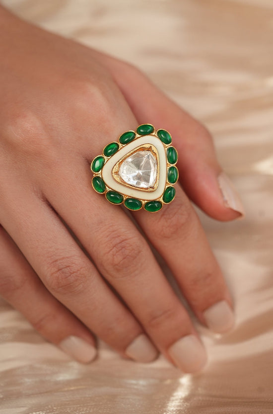 Triangular Polki Ring - Joules by Radhika 